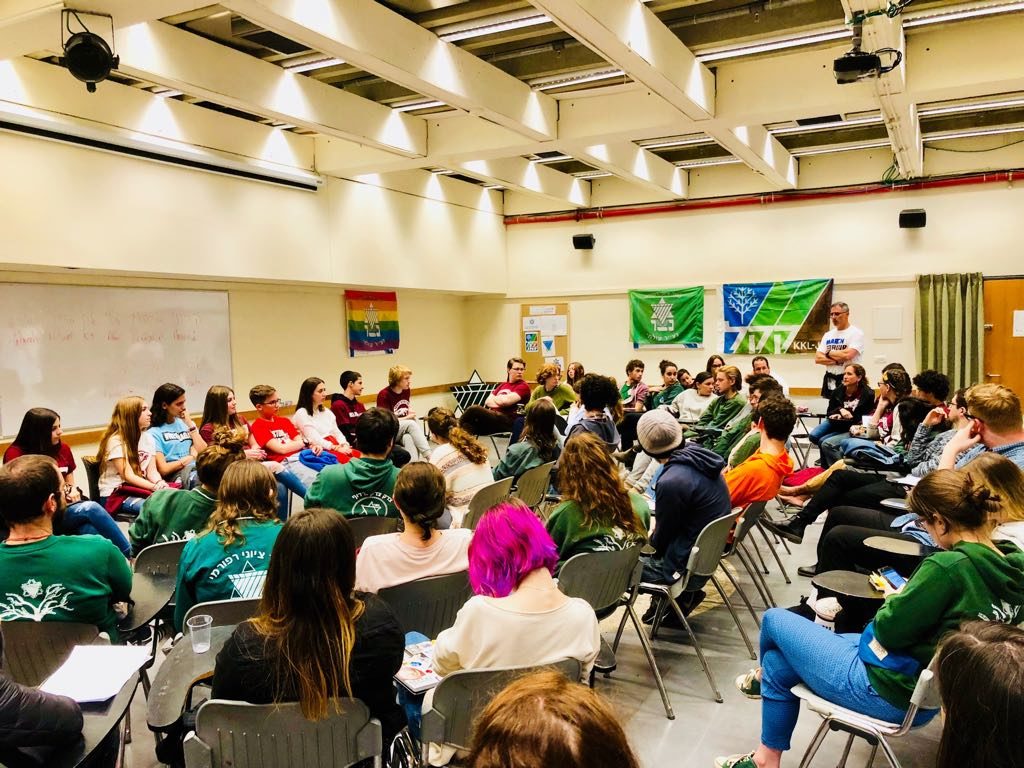 Reform Jewish students from Parkland, Florida come to speak with Netzer Leaders at Veida in Jerusalem about Speaking up for Justice and Freedom, March 2018