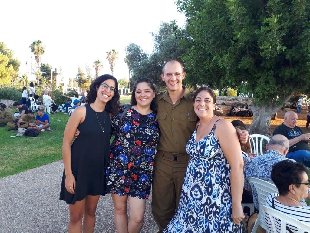 With Netzer graduate, now Israeli citizen, Ben Crome, second from right at his IDF Spokerpersons Unit ceremony in June 2018